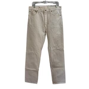 VTG Levi's 501 Jeans Mens 36x34 White Straight Button Fly Denim Made In USA 90s